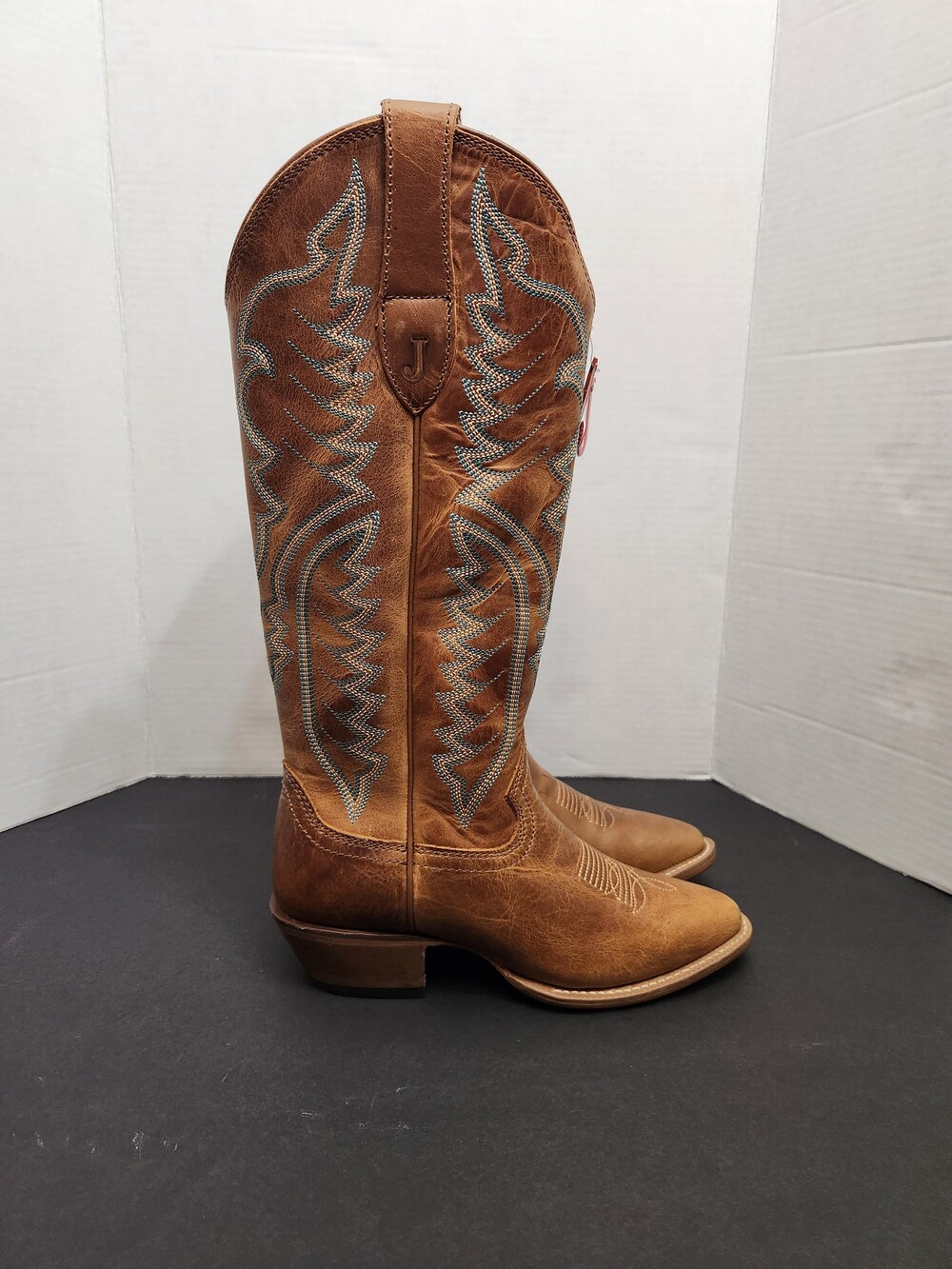 Justin Cowboy Boots 7.5 D Brown Leather Western Embroidered